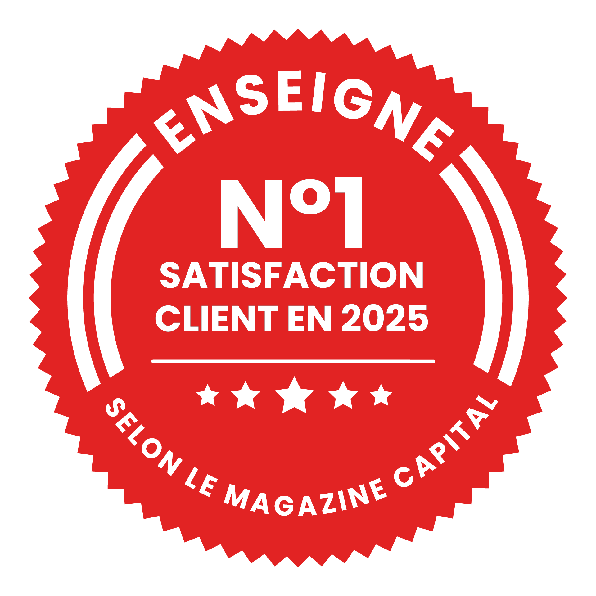 Enseigne N°1 satisfaction client 2025 Selon le magazine CAPITAL