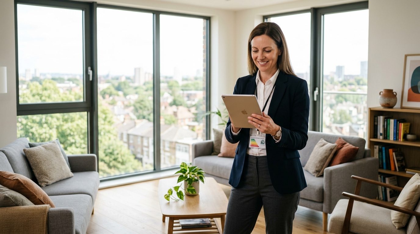 Mention DPE en cours dans une annonce immobilière : diagnostiqueur dans un logement